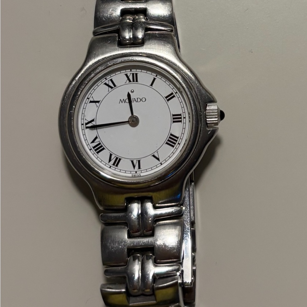Movado Classic Silver Watch with Roman Dial